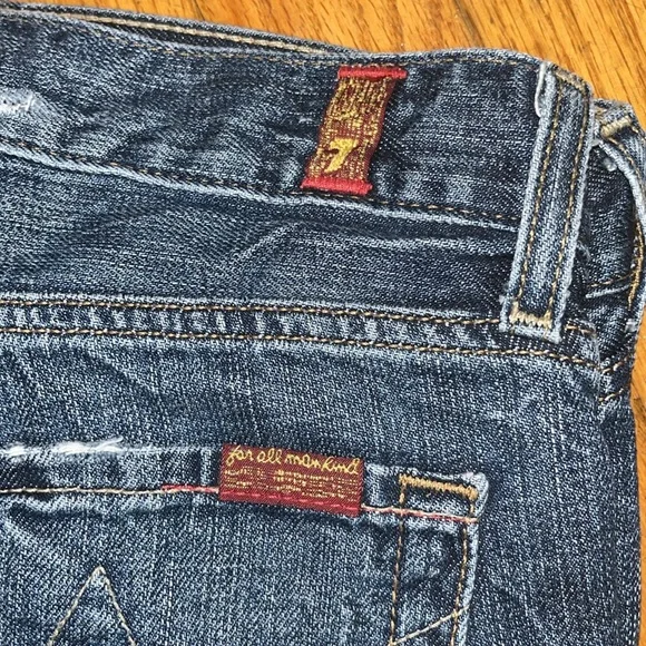 7 For All Mankind A Pocket Bootcut Blue Straight Jeans Size 34 - Picture 4 of 12